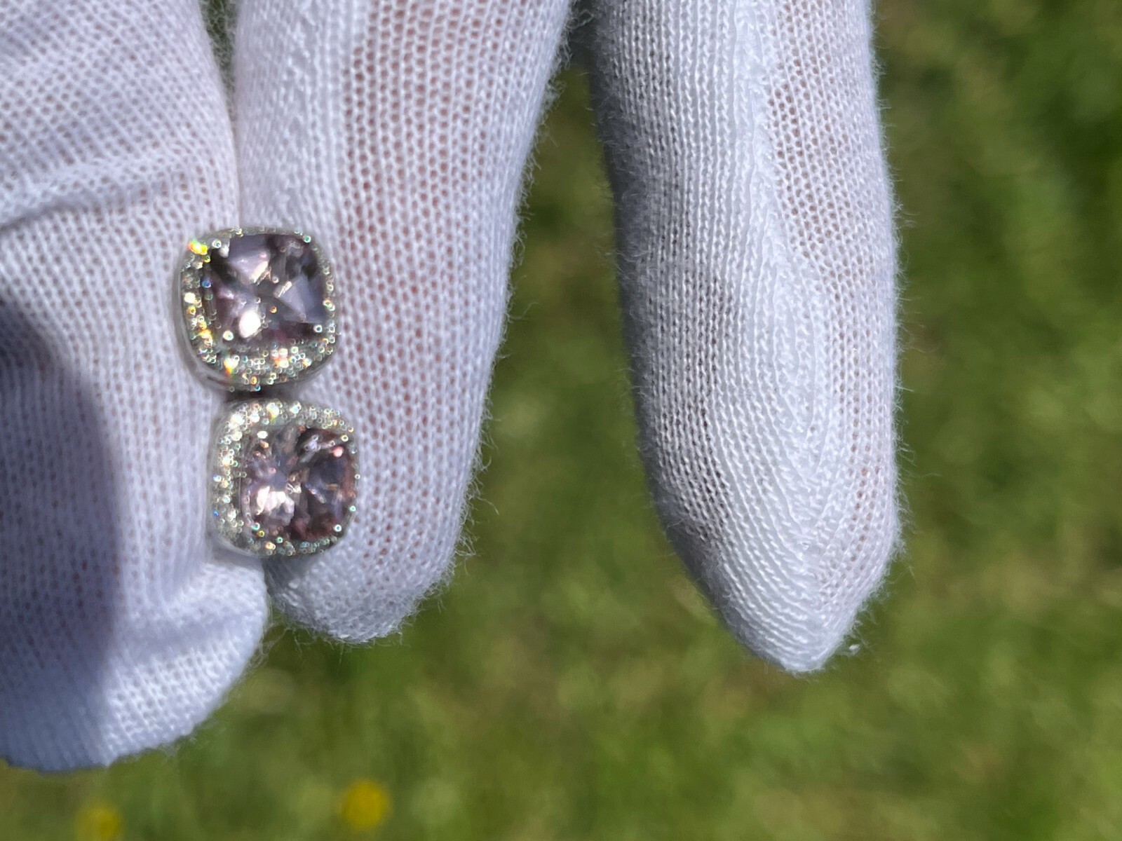 Loupe clean Morganite Pendent and Earrings. 0.35 cts of VS Diamonds