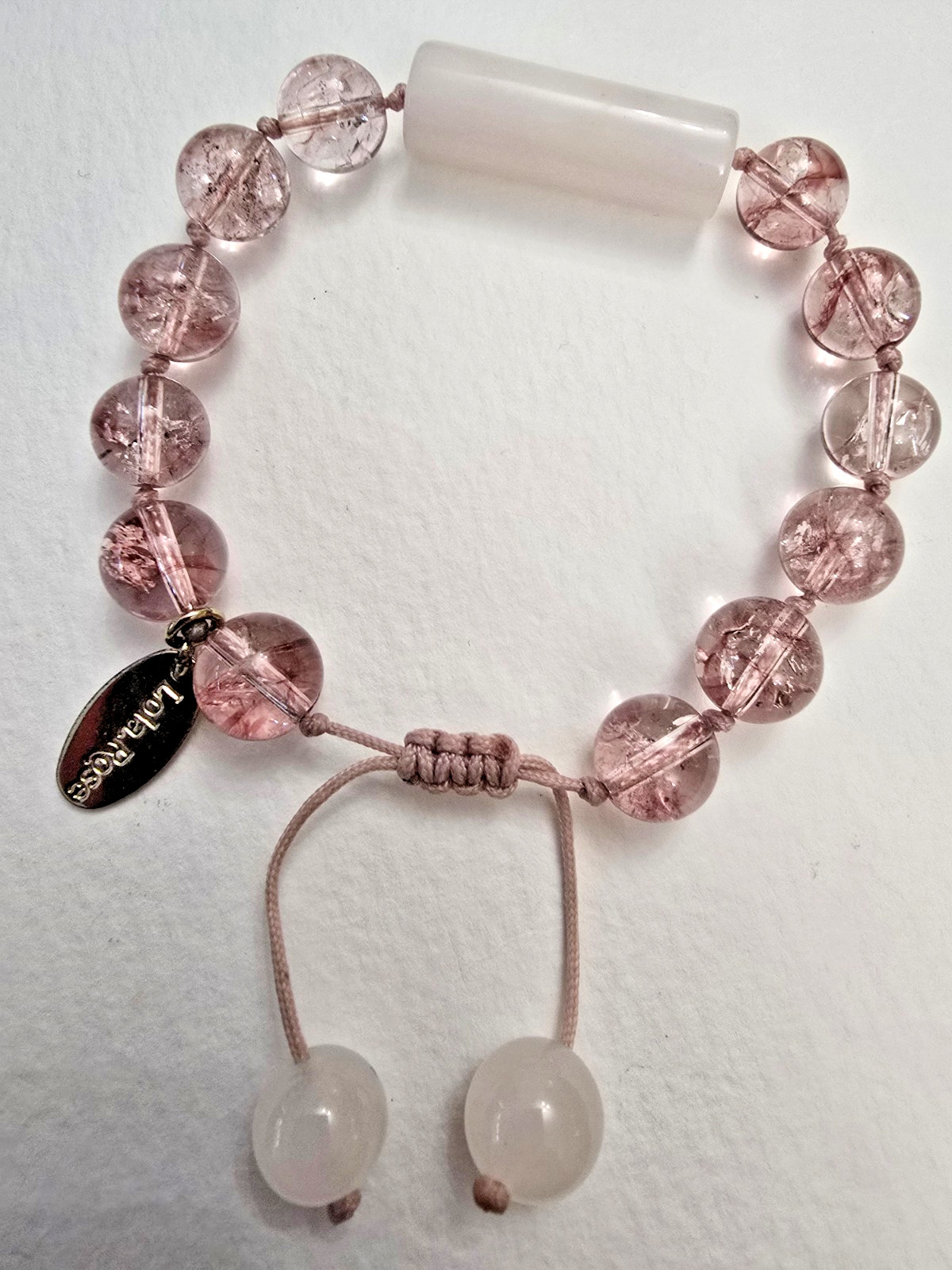 LOLA ROSE GORGEOUS WHITE & PALE PINK QUARTZ GEMSTONE BRACELET – NWOT