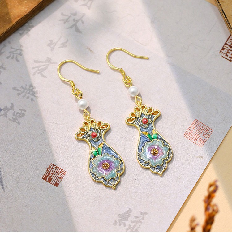 New Chinese Style Gold Plated Chinese Style Earrings