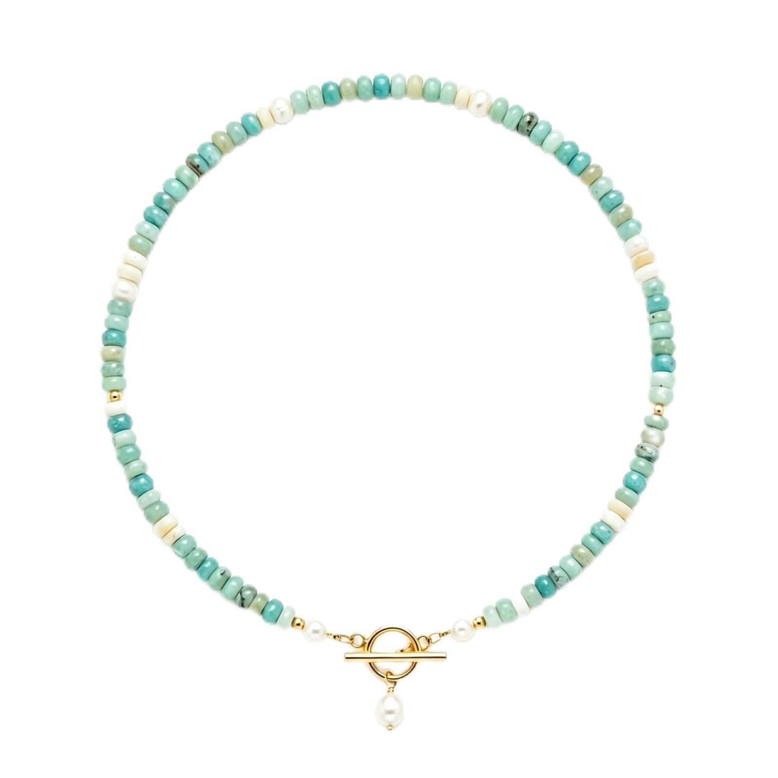 Jewelry Dainty Handmade Beaded Necklace Summer Beach Jewelry, Turquoise Pearl