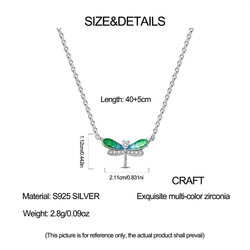 PANDACH 925 Sterling Silver Women Necklace Dragonfly Charm Pendant Jewelry Gifts
