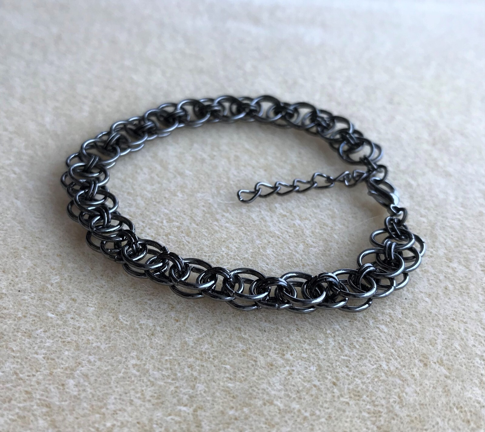 Gunmetal Black Celtic Weave Chainmail Bracelet in Gift Bag – Viking Unisex
