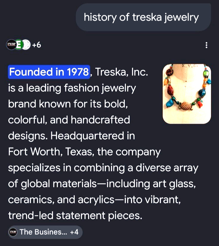 TRESKA 20″ Boho Mixed Media/Art Glass Silver Tone Multistrand Necklace