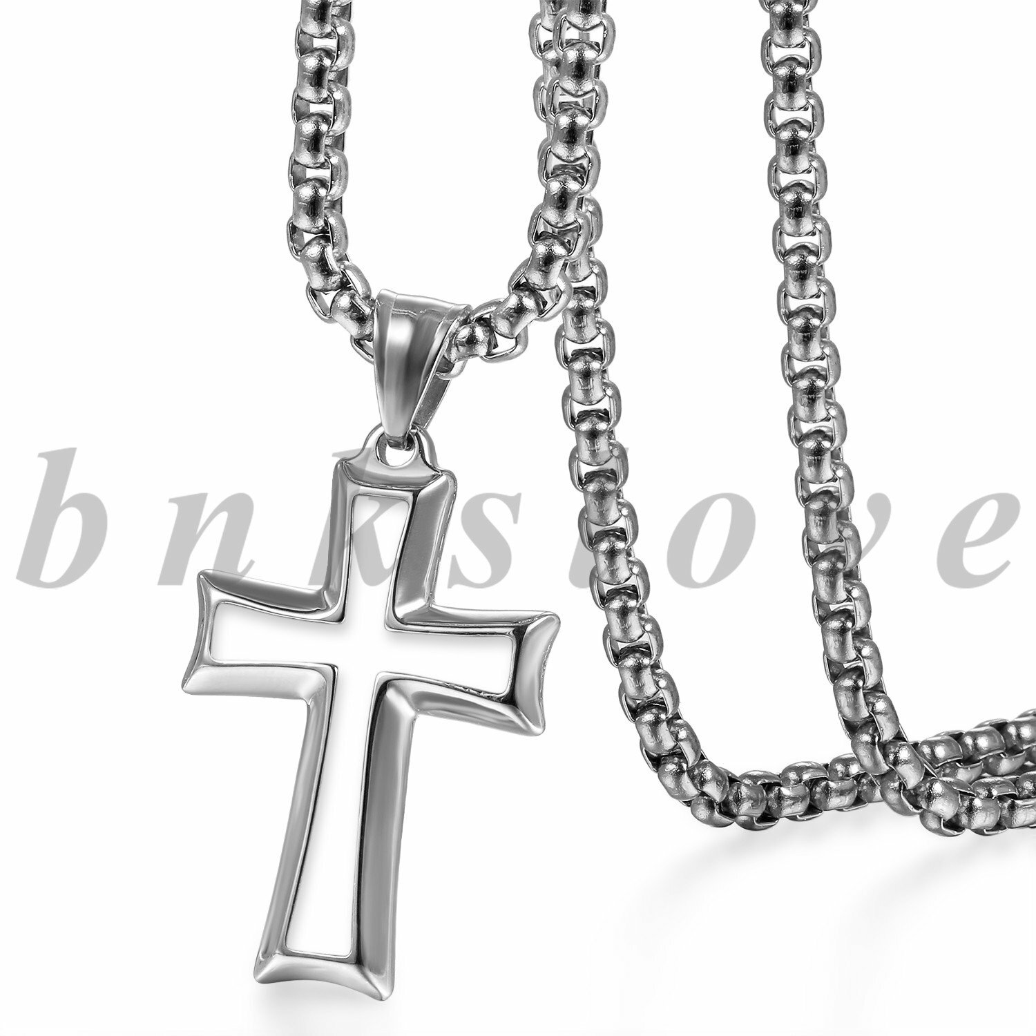 Mens Stainless Steel Two Tone Crucifix Cross Pendant Necklace Chain Jewelry Gift