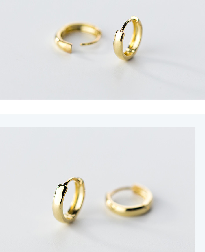 Girl Children 18K Gold Plain Huggie Hoop Earrings 925 Sterling Silver Set A33