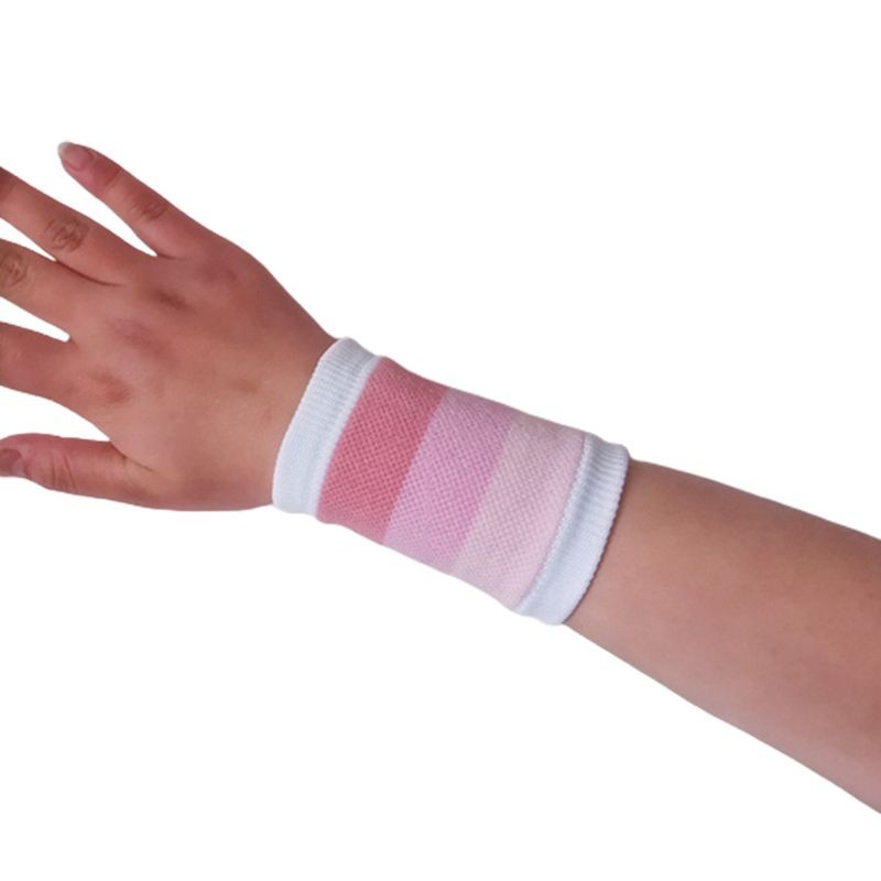 Unisex Sports Wrist Protector Sweatband Gradient Rainbow Stripes Knit Bracelet