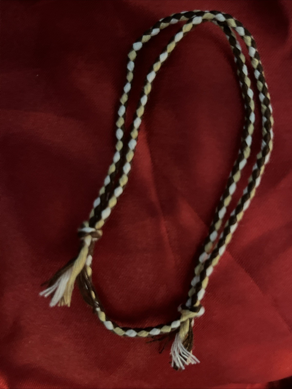 NEW BOHO BRAID THREAD FRIENDSHIP BRACELET ADJUSTABLE KNOT TAN BROWN WHITE NIP