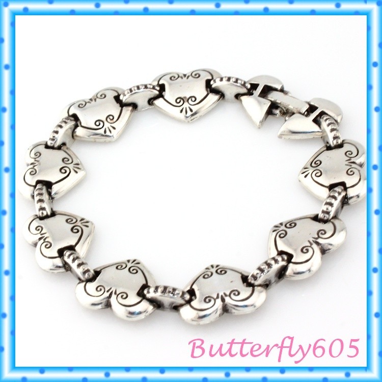 Brighton Cafe Au Lait Retired Silver Heart Fold Over Bracelet