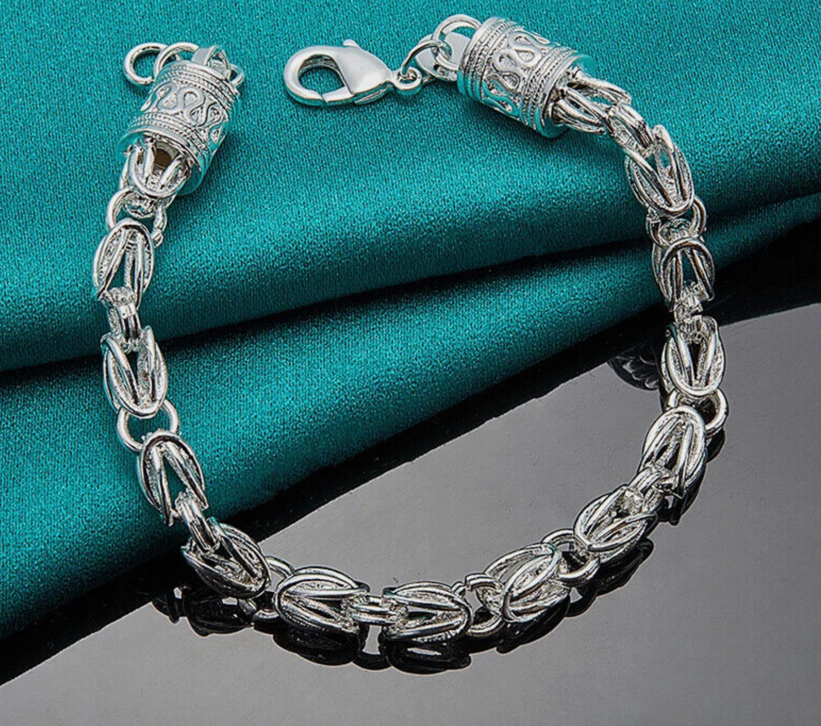 925 Sterling Silver 6 mm Woven Bracelet 8 in Byzantine Lobster Clasp Wheat Link