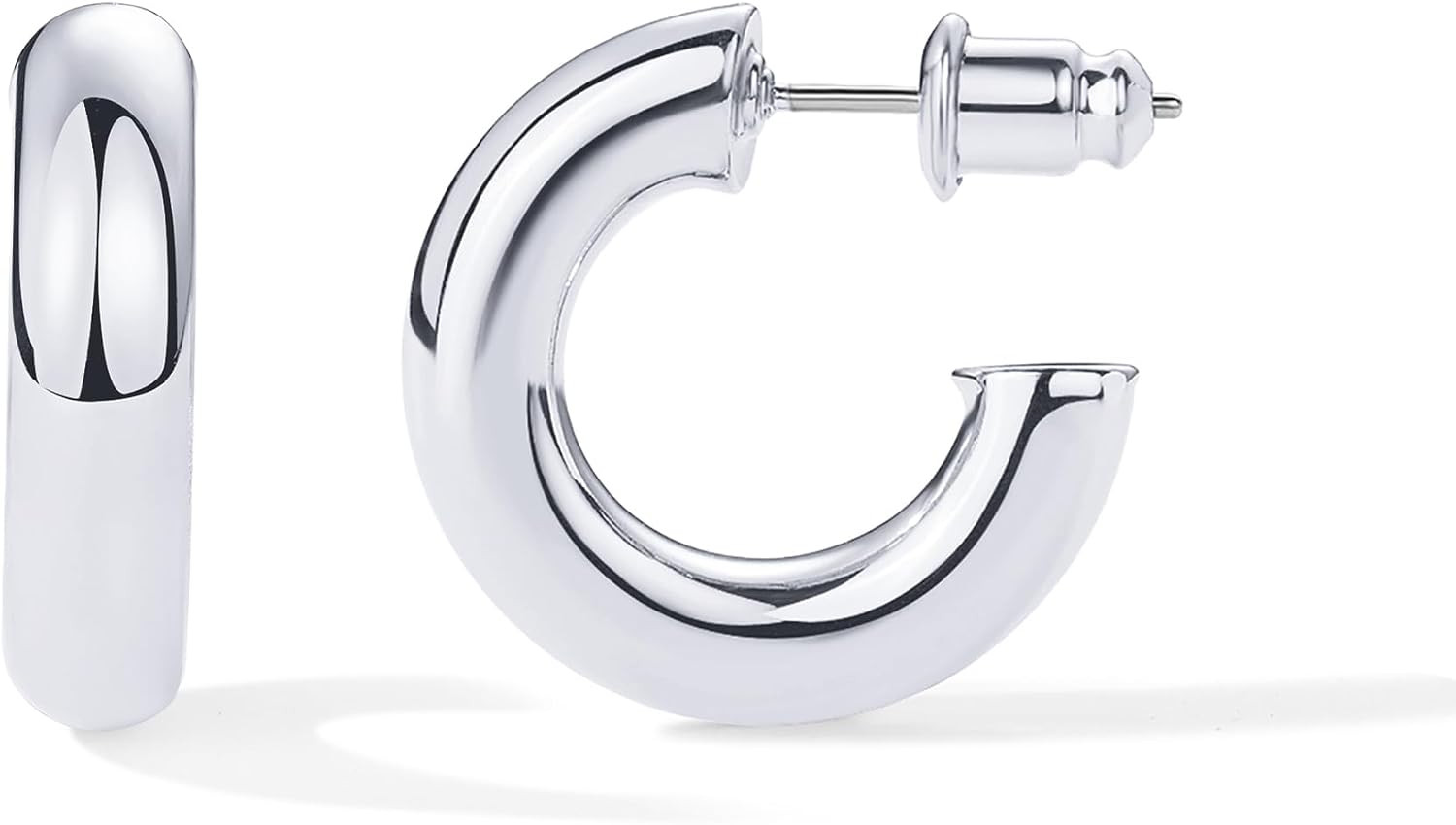 14K Gold Plated Lightweight Chunky Open Hoops for Women | Trendy Gold Hoop Earri