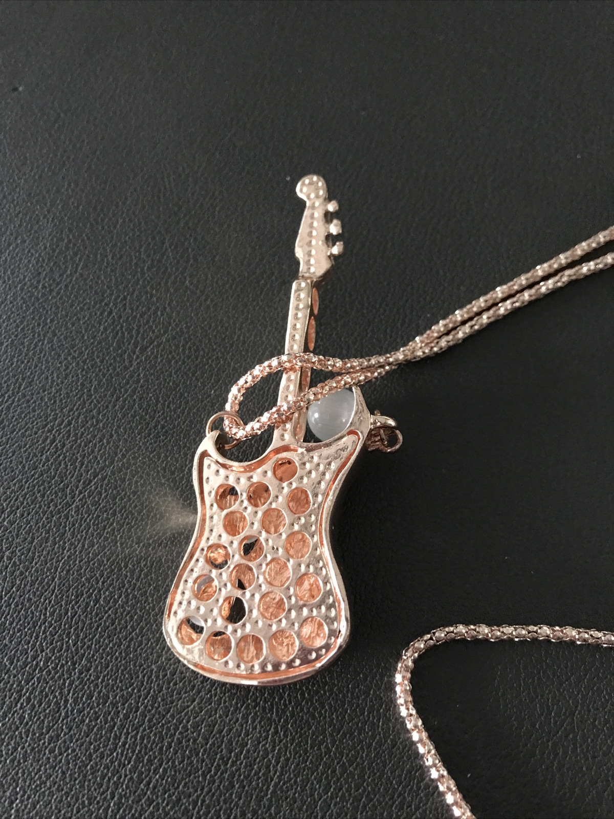 Handcrafted Guitar Charm (3.5 in / 9cm) w/adjustable Necklace (31 in / 80cm)