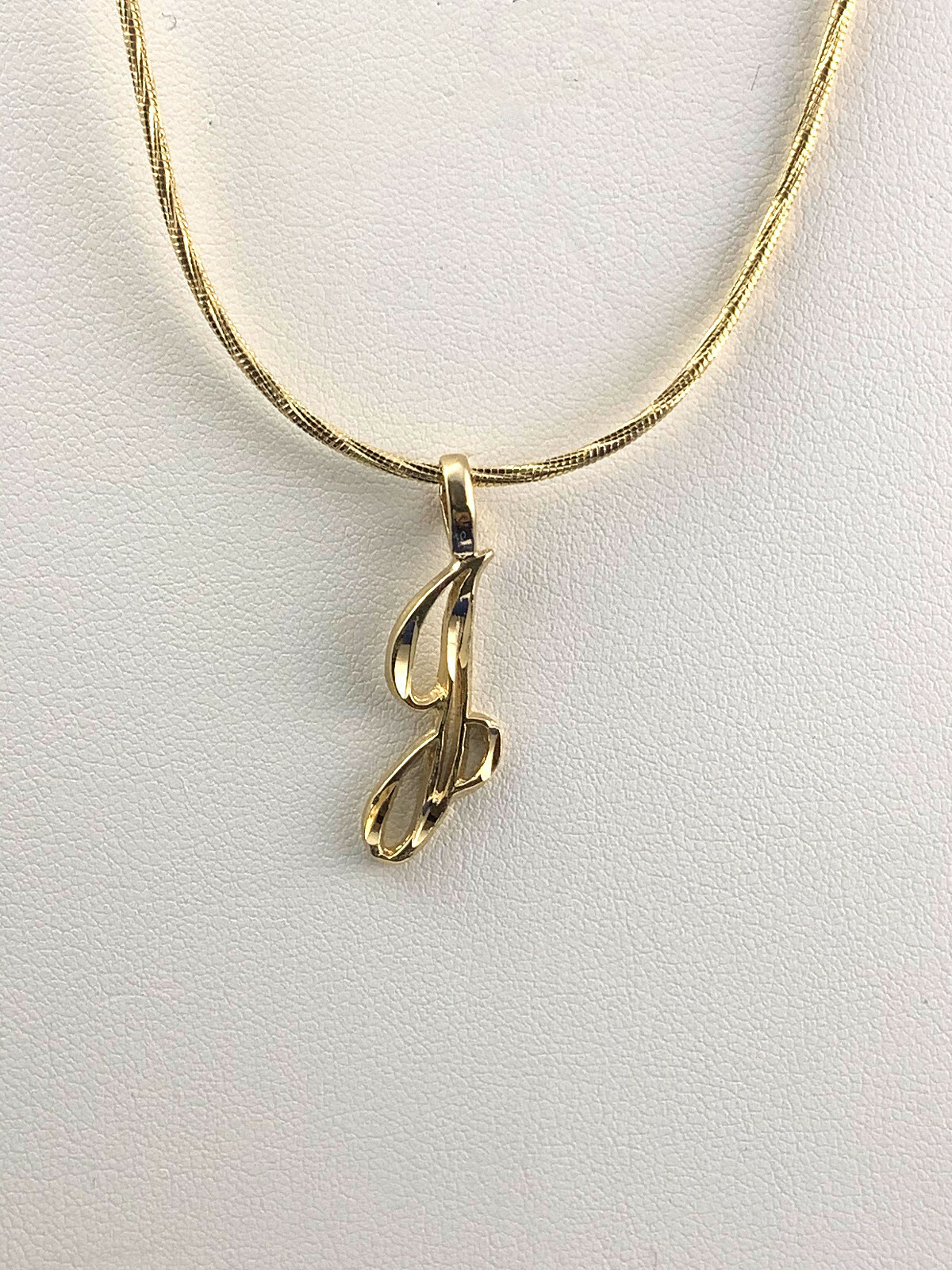 Initial Letter “J” Pendant Necklace 24k Gold Plated 18″ Snake Chain