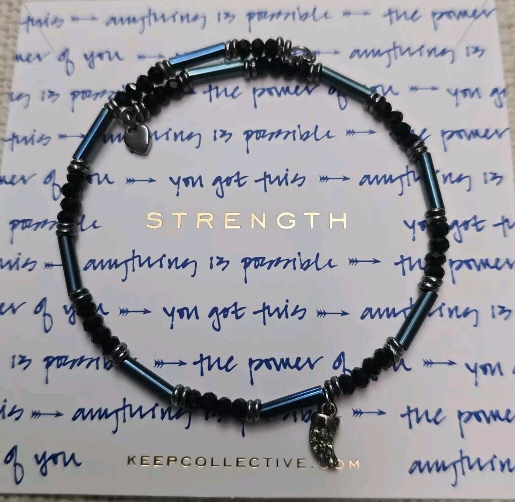 KEEP Collective STRENGTH BEADED WRAP BRACELET Midnight Hematite NEW Retired