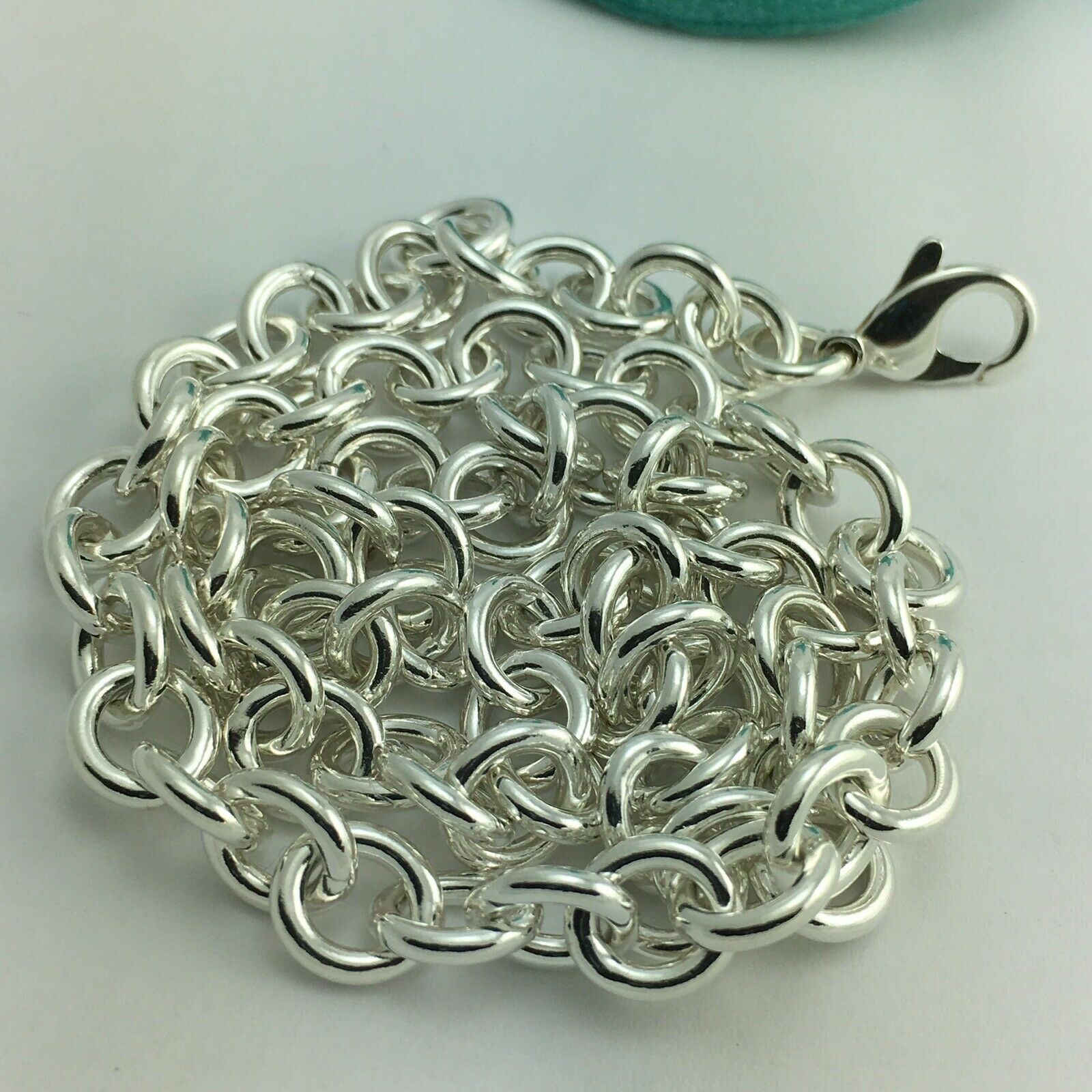 Tiffany Co 24 Mens Unisex Silver Large Round 11mm Link Rolo Chain Neckl G2U