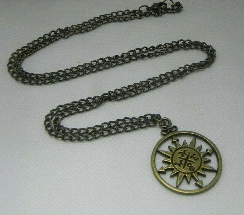 Sun Dial N S E and W 28″ BRONZE Chain Necklace UNISEX