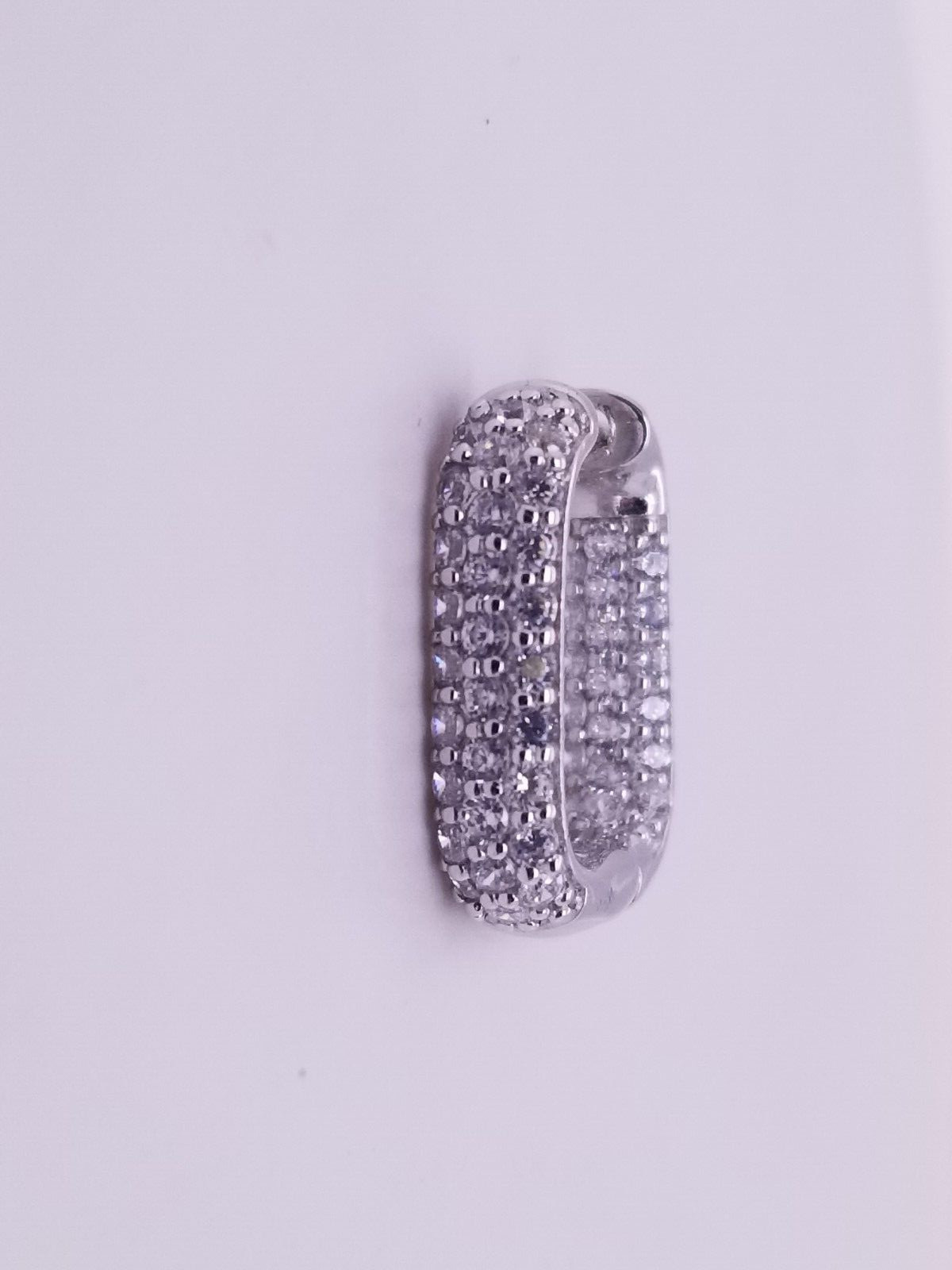 Diamonique Oval Shape .75″ Inside-Out Pave Hoop Earrings *Sold Out MSRP $64*