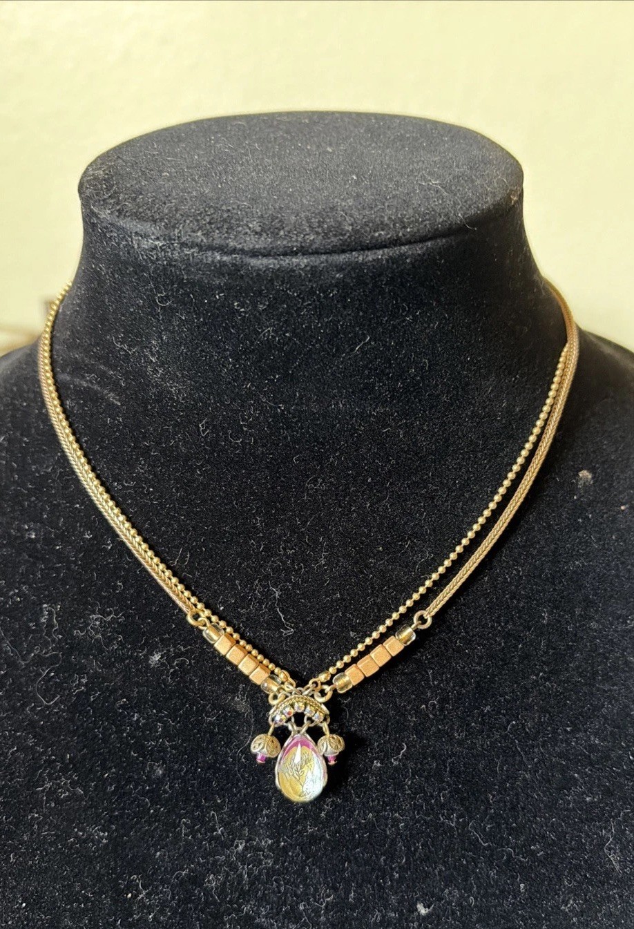 Ayala Bar Necklace Pendant Floral Pink Purple 15-18 inches Gold Chain