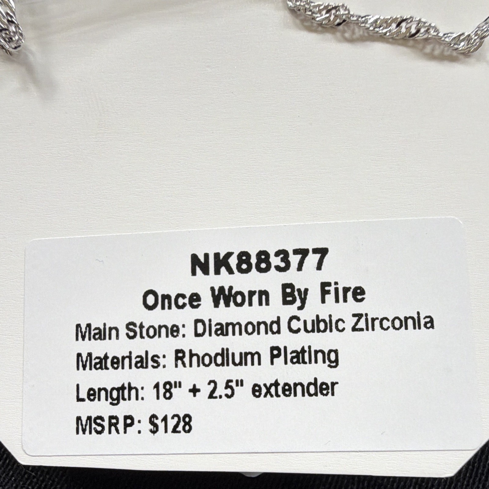 BP Rhodium Plated Square CZ Pendant Rope Necklace 18″+2.5″ NK88377
