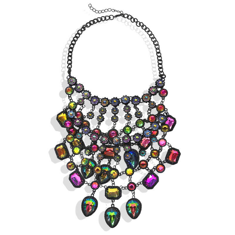 Women Fashion Cluster Choker Chain Maxi Long Big Statement Bib Necklace Jewelry