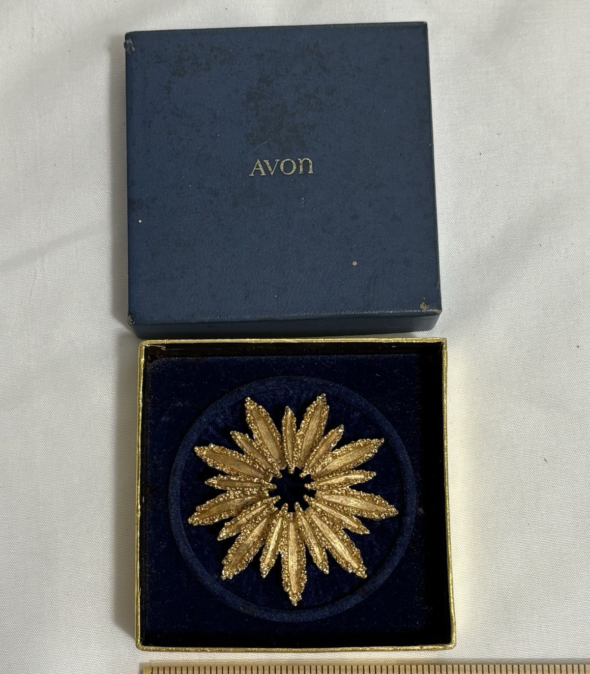 Vintage Avon Signed Gold Tone Starburst Brooch, Circa 1970s