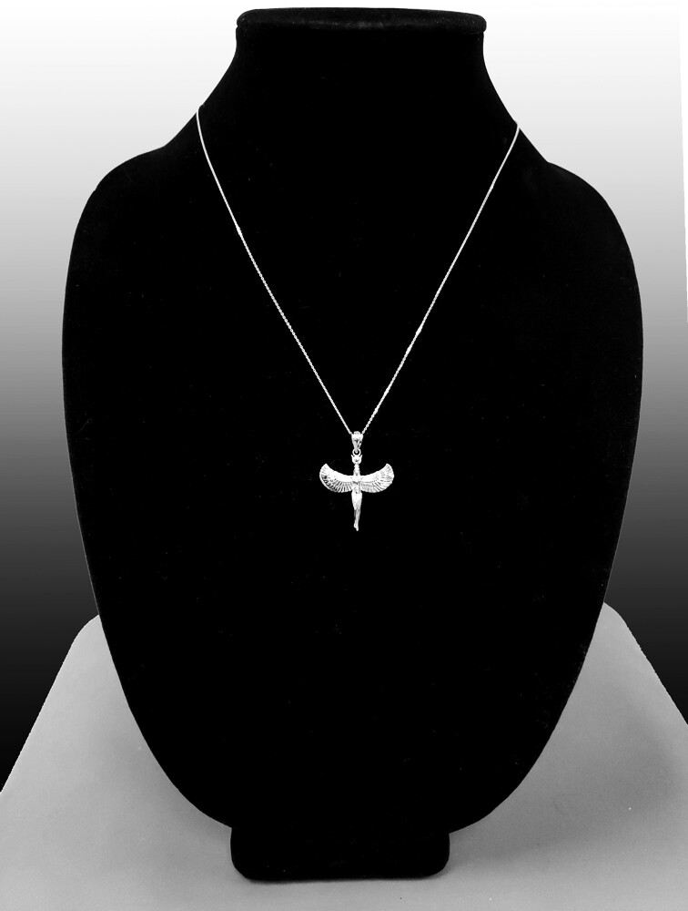 Sterling Silver Isis Egyptian Goddess Pendant Necklace
