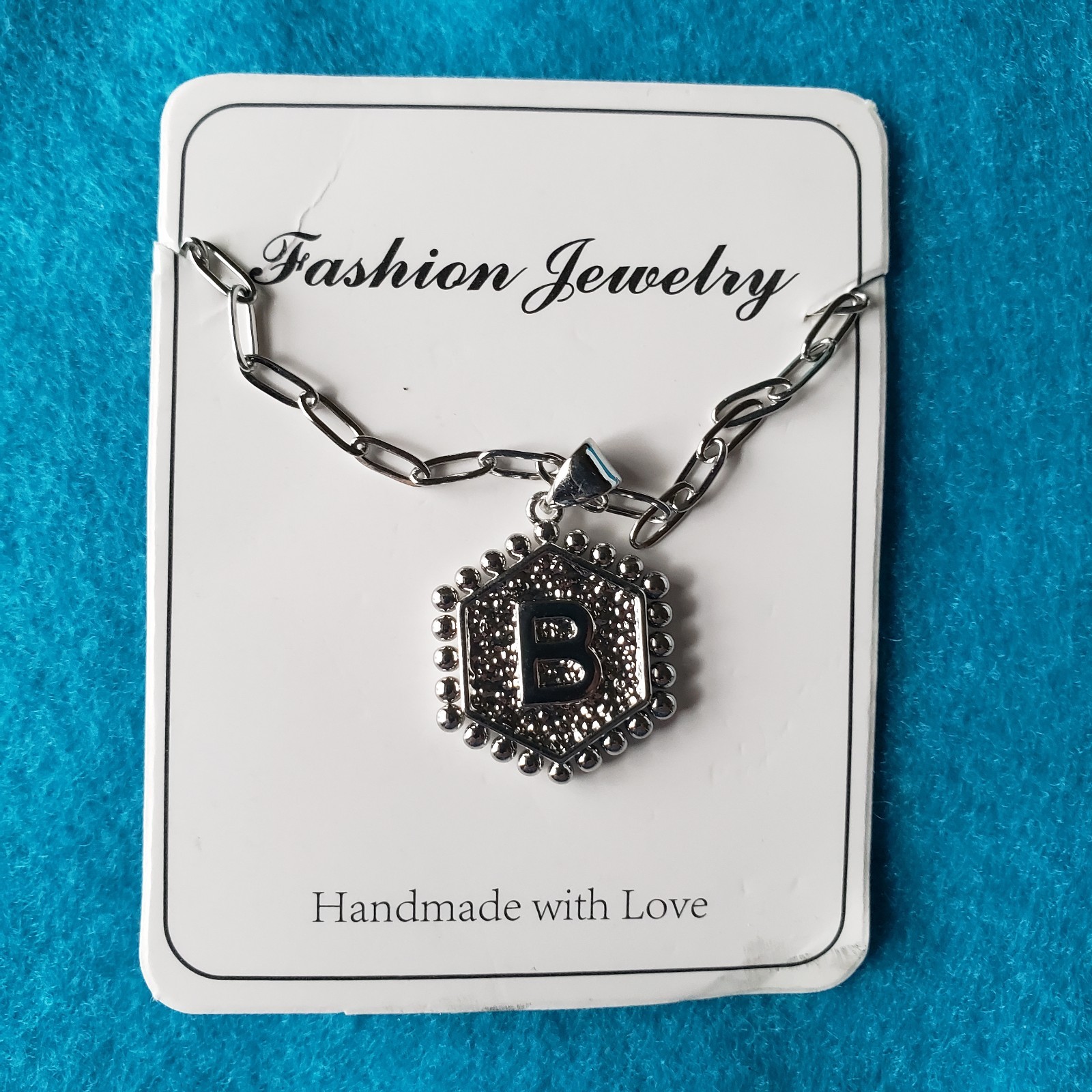 Mooham Initial “B” Silver Tone Necklace Set