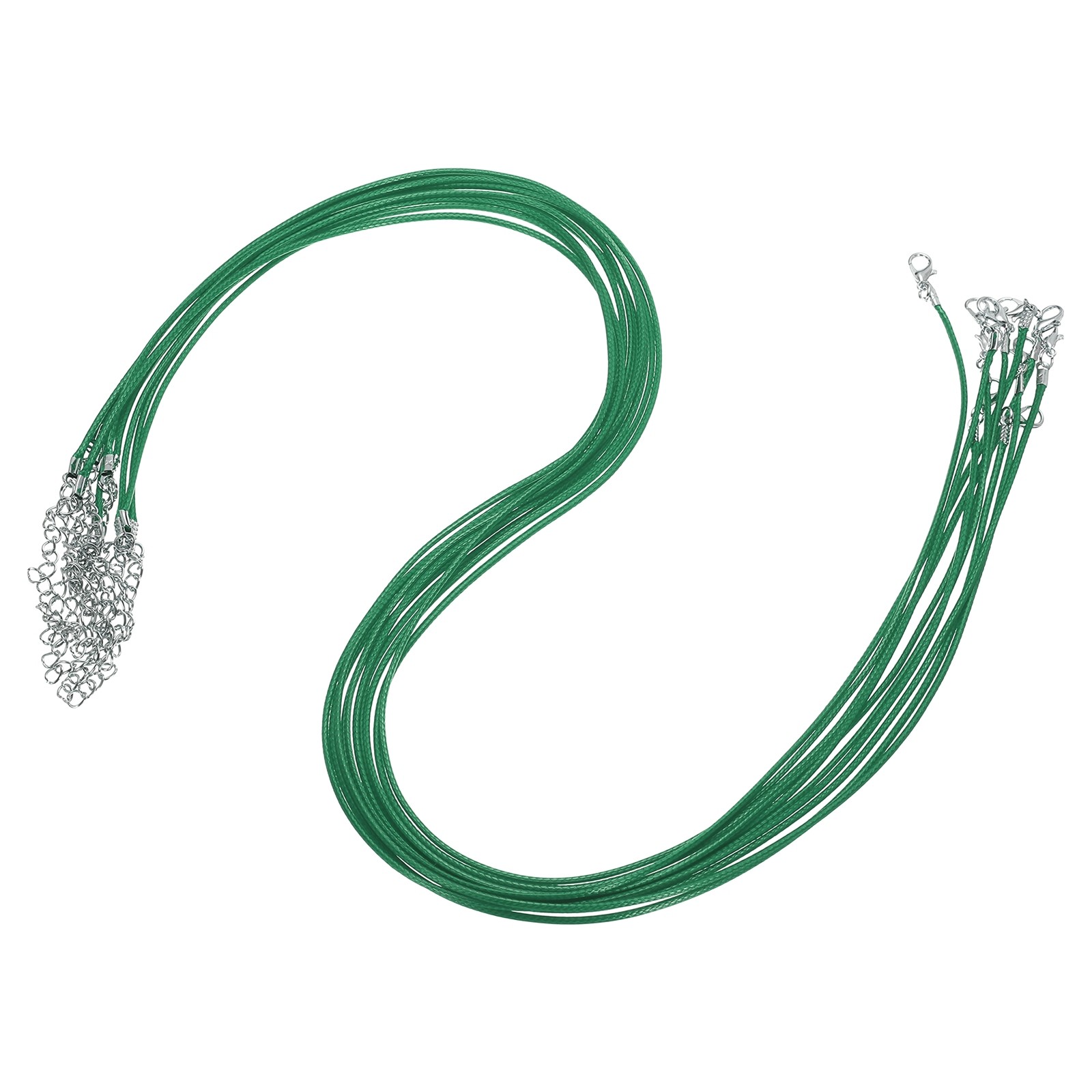 10pcs 24 Inch Waxed Necklace Cord 1.5mm for Jewelry Making,Green