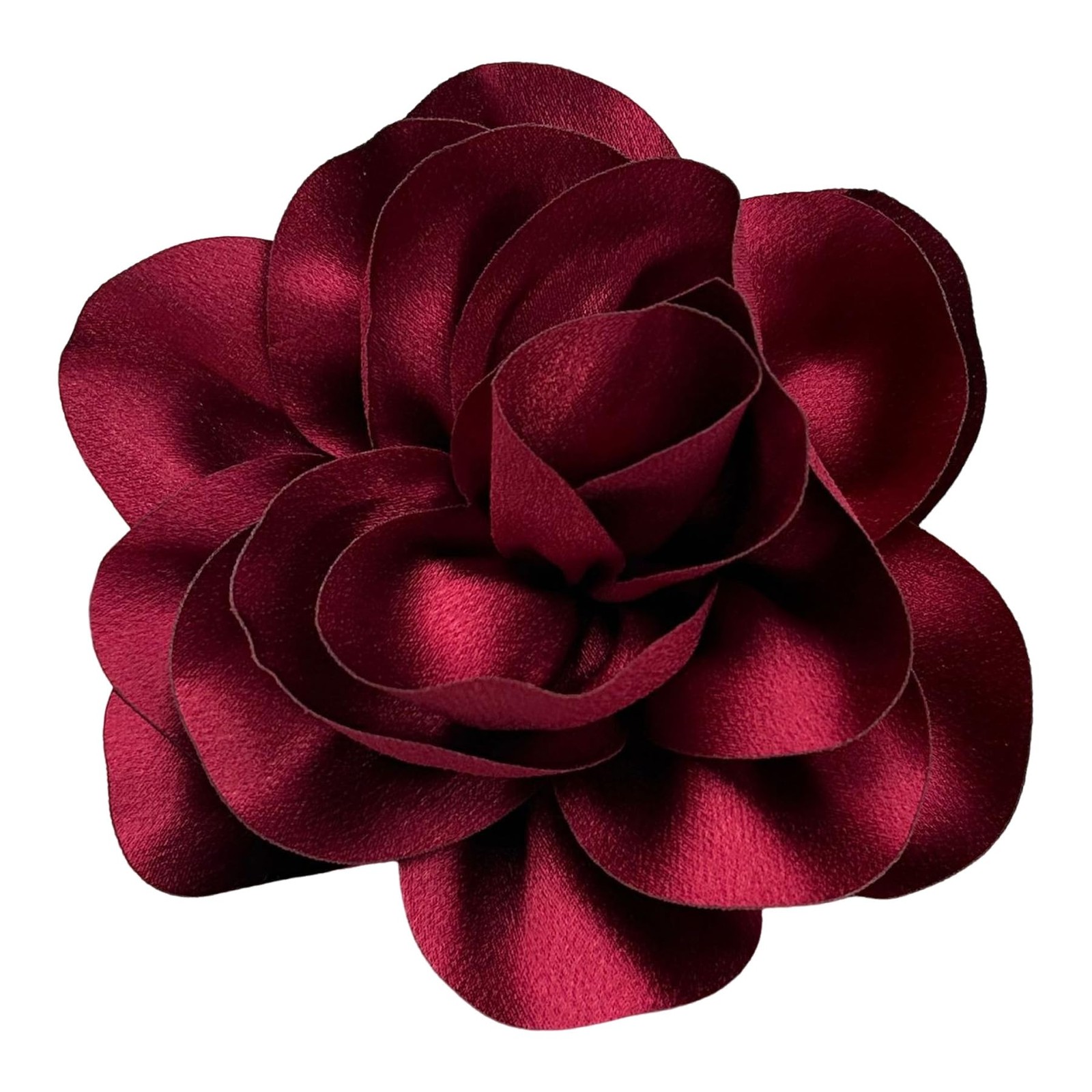 5.5 Inch Elegant Satin Fabric Rose Camellia Floral Brooch Pin For Women