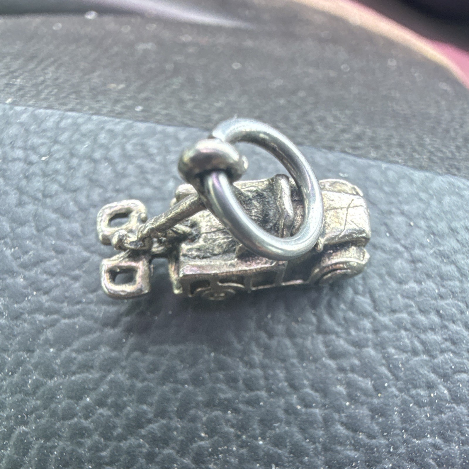 Silver Tone Tow Truck Dangle Charm Pendant w/ Jump Ring, Metal No Stone