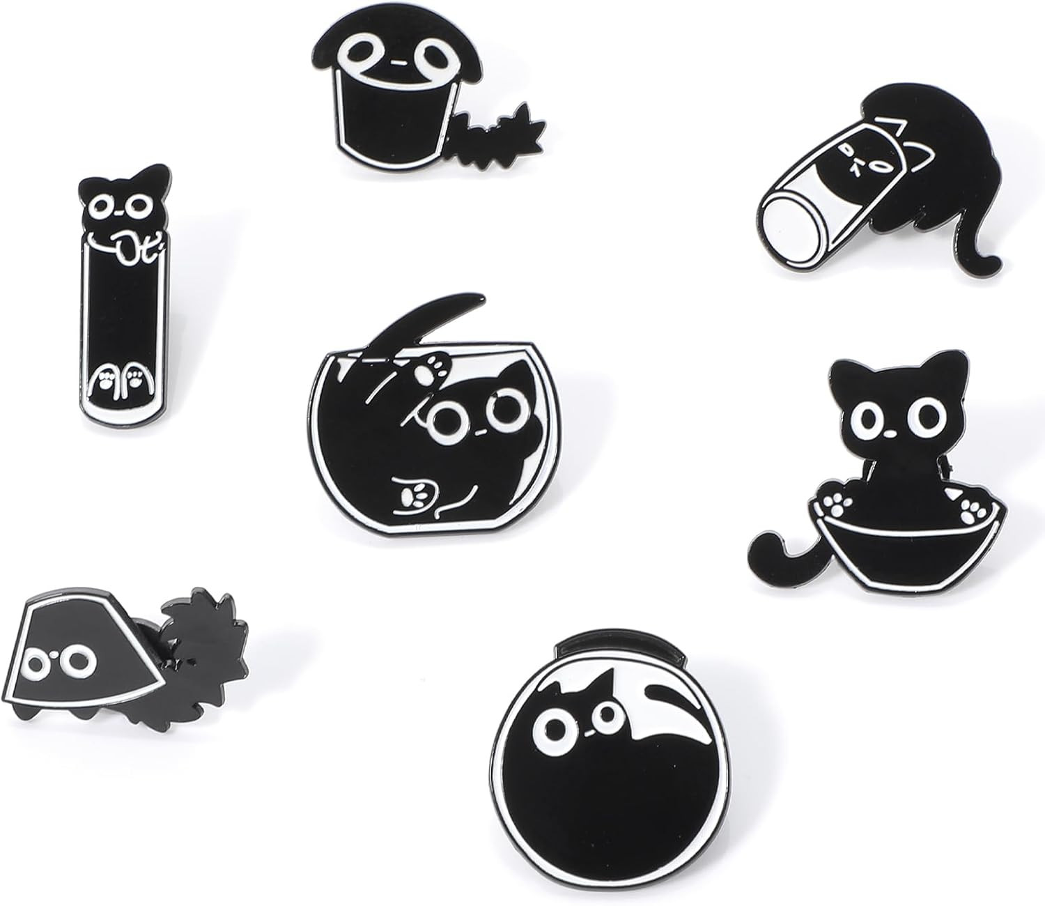 7 Pcs Enamel Pin Funny Reading Animal Brooch Alloy Cute Cartoon