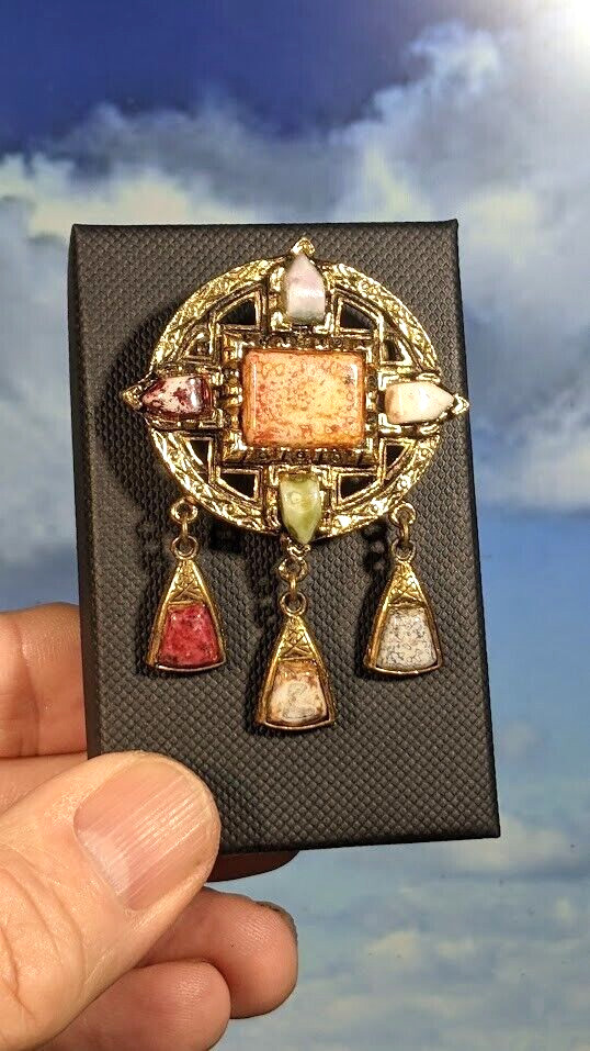 Vintage Celtic Knotwork Dangle Brooch, in Gift Box. 62mm x 45mm