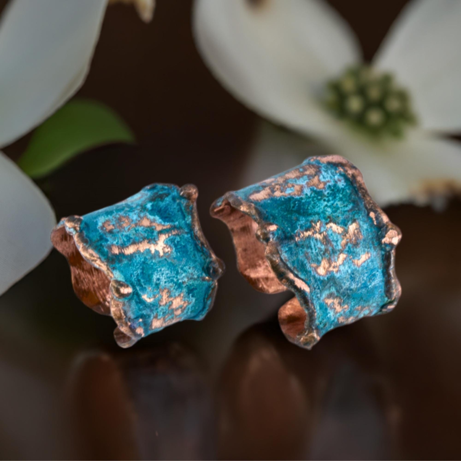 Solid Copper Statement Patina Men’s OR Women’s Ring With Molten Copper Edging