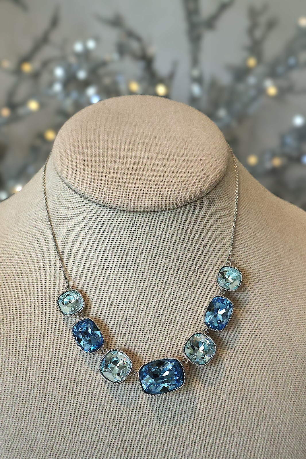 Touchstone RIVA TCS Crystal by Swarovski Necklace Blue Crystal 16 – 19″ N786