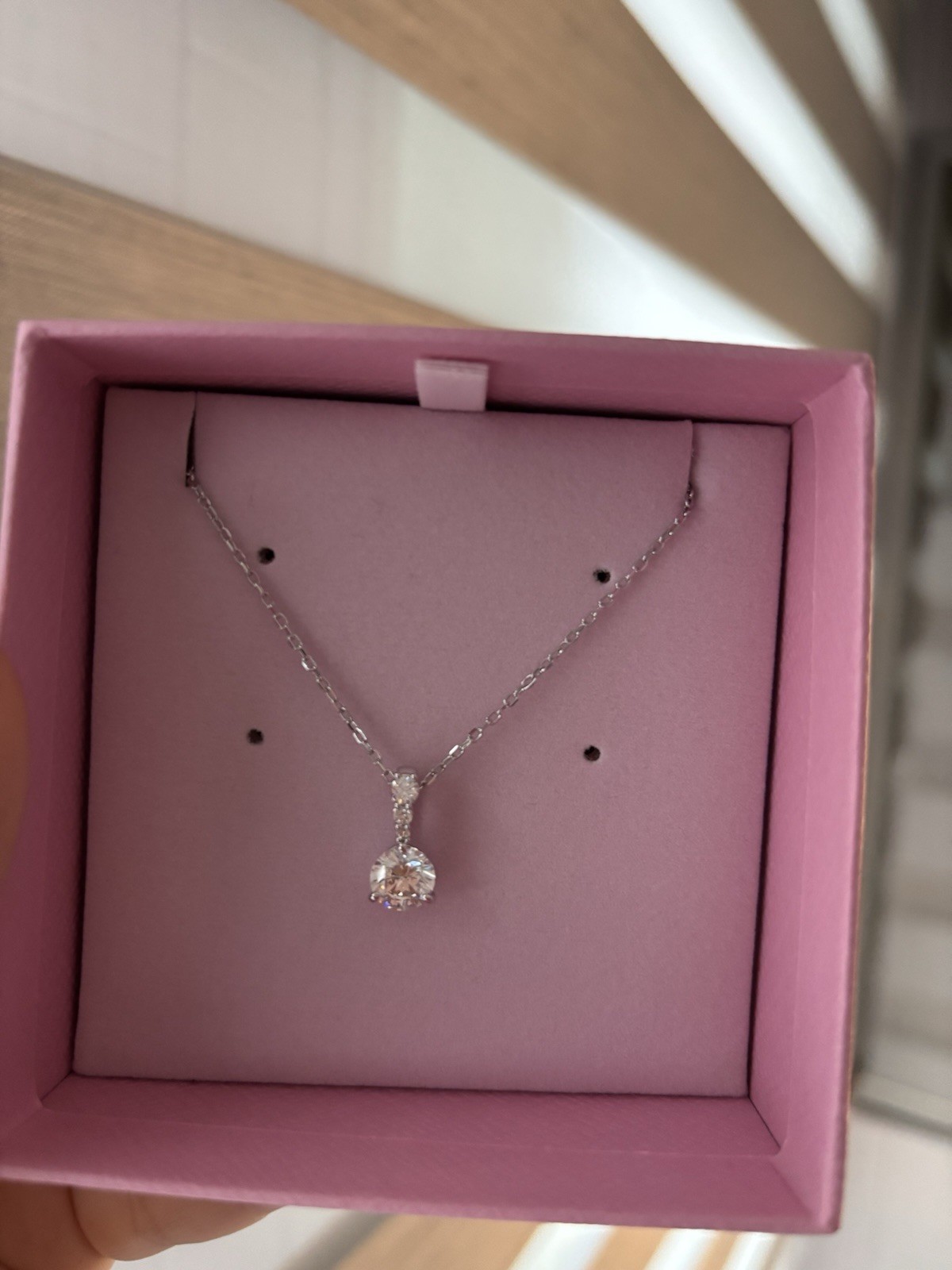 Swarovski Silver-Tone Clear Crystal Round Halo Charm Pendant Chain Necklace