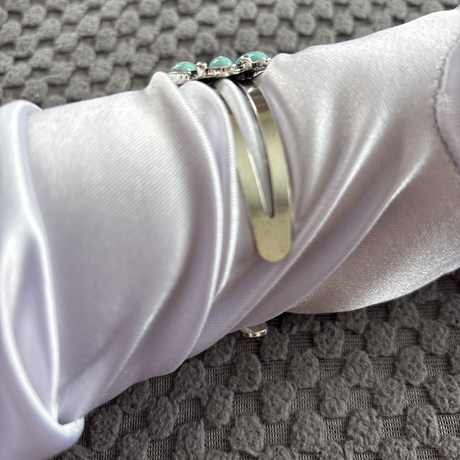 Turquoise Cuff Bracelet Western Boho Silvertone Jewelry Boho