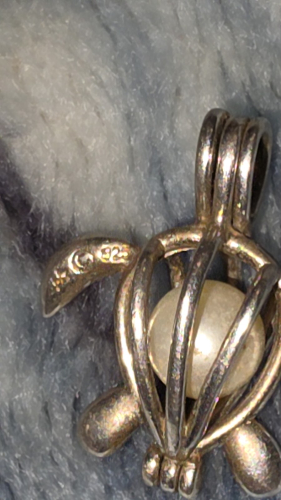 Turtle Sandy – Silver Plated – Locket Pearl Cage Pendant includes 6mm 7mm Pearl