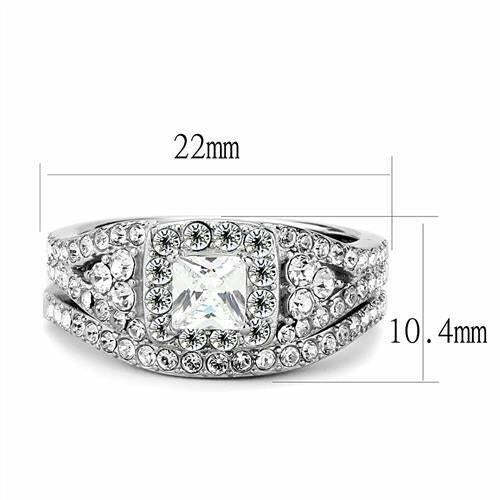 TK3253 – High polished (no plating) Stainless Steel Ring with AAA Grade CZ in