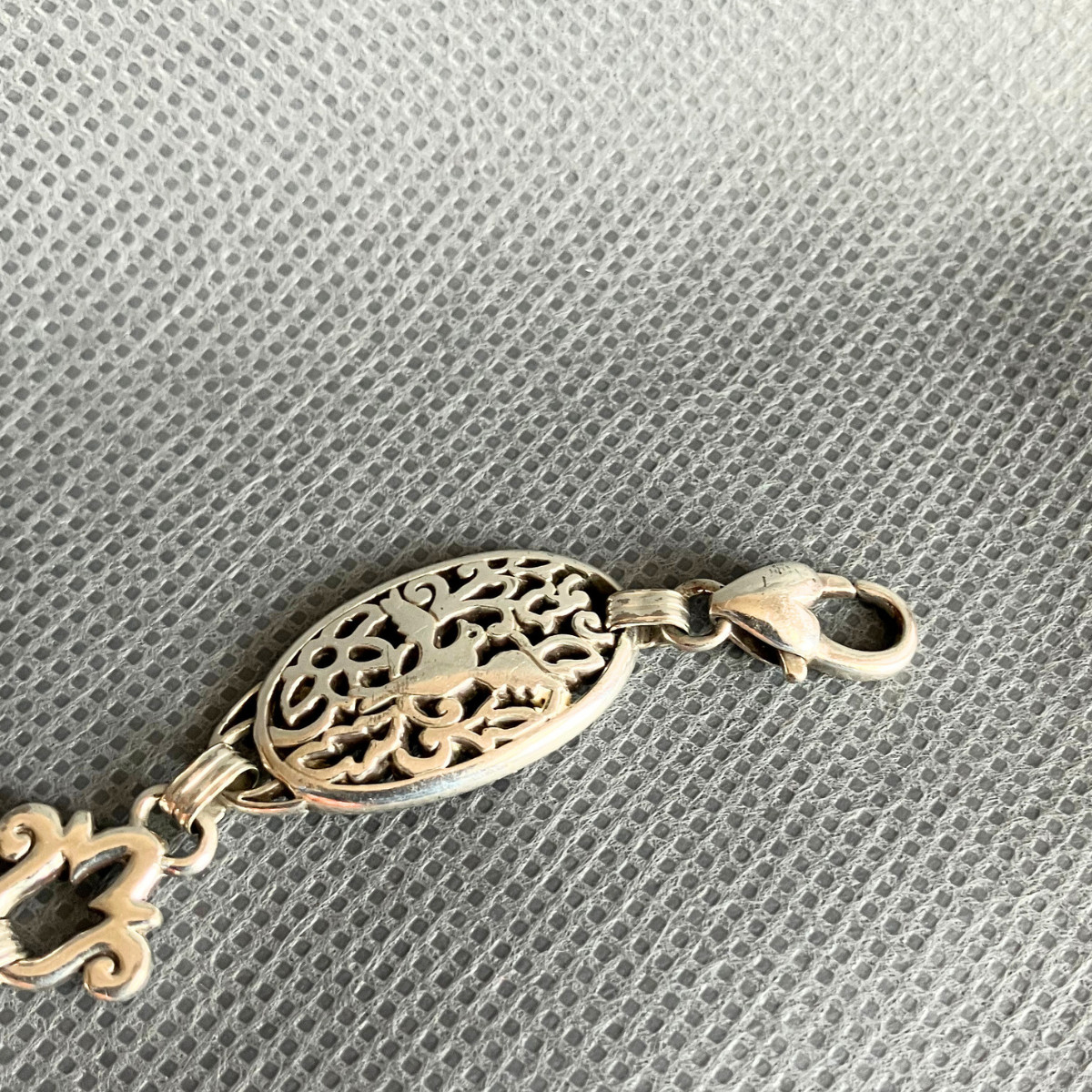 Retired Brighton Song Bird Filigree Bracelet Silver Oval Links Vintage Rare