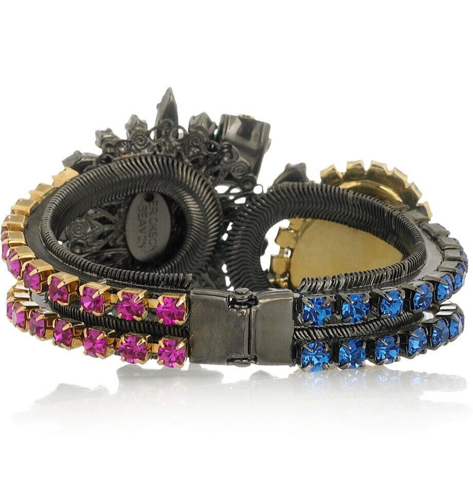 $845 ERICKSON BEAMON Confetti Gunmetal-Plated SWAROVSKI Crystal Cuff NWOT