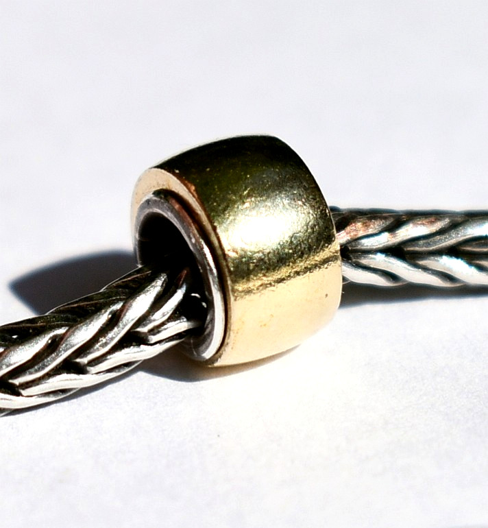 Brass charm bead, 8.8mm, full Sterling silver core, for European Charm Bracelets