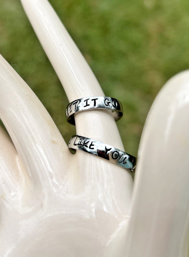 4mm Personalized Hand Stamped Stainless Steel Rings
