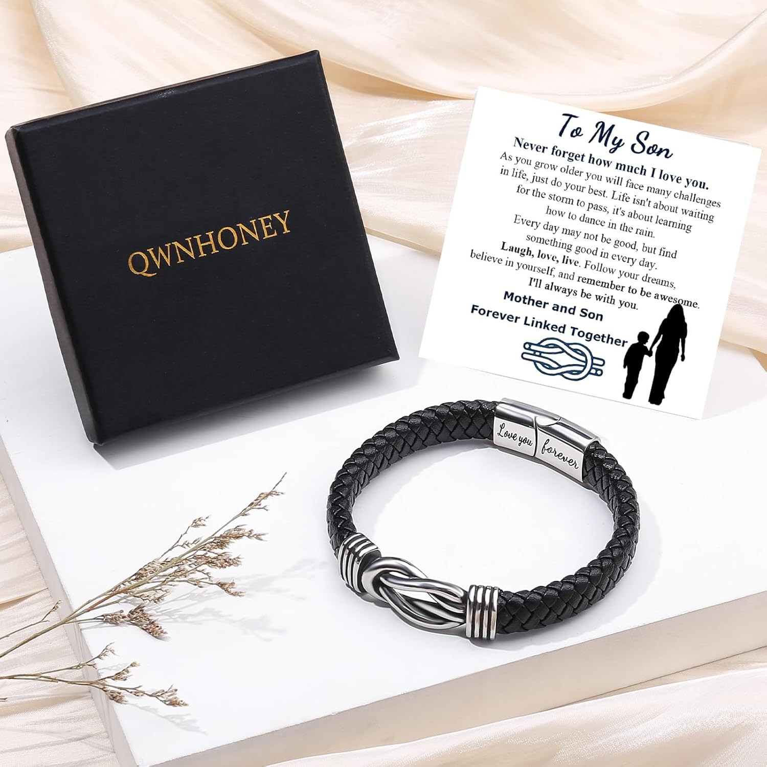 Infinity Knot Leather Bracelet Forever Linked Together Bracelet Birthday Christm
