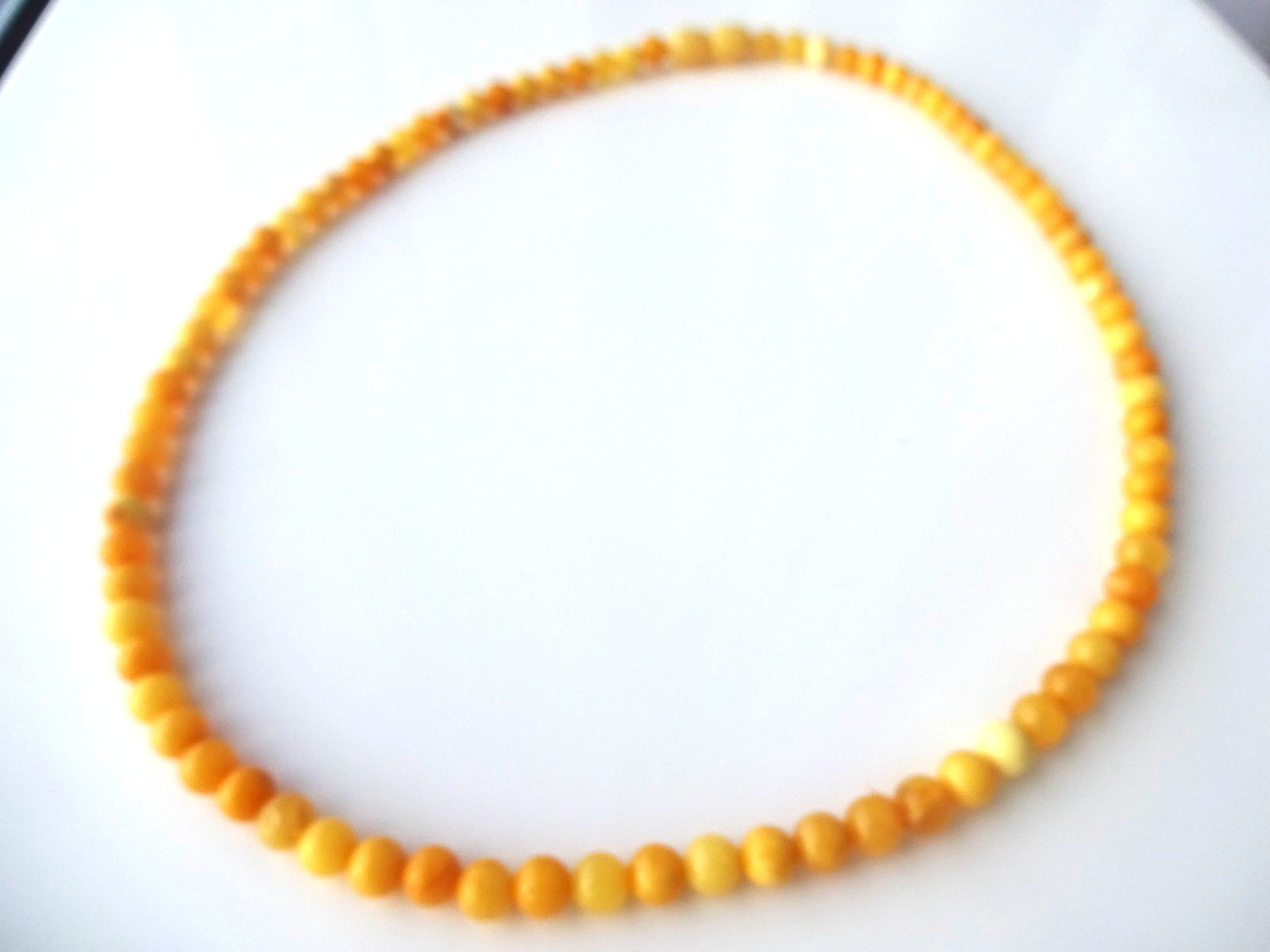 Genuine Baltic Amber Necklace – Natural Butterscotch Beads – 17.7 Inches, 45cm