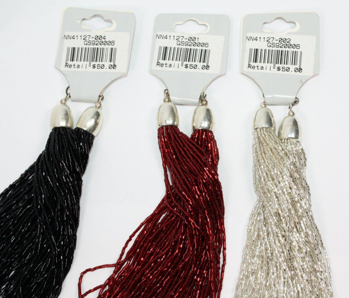 Multi Strand Black Red or Silver Glass Beads Necklace Fashion Jewelry jxls New