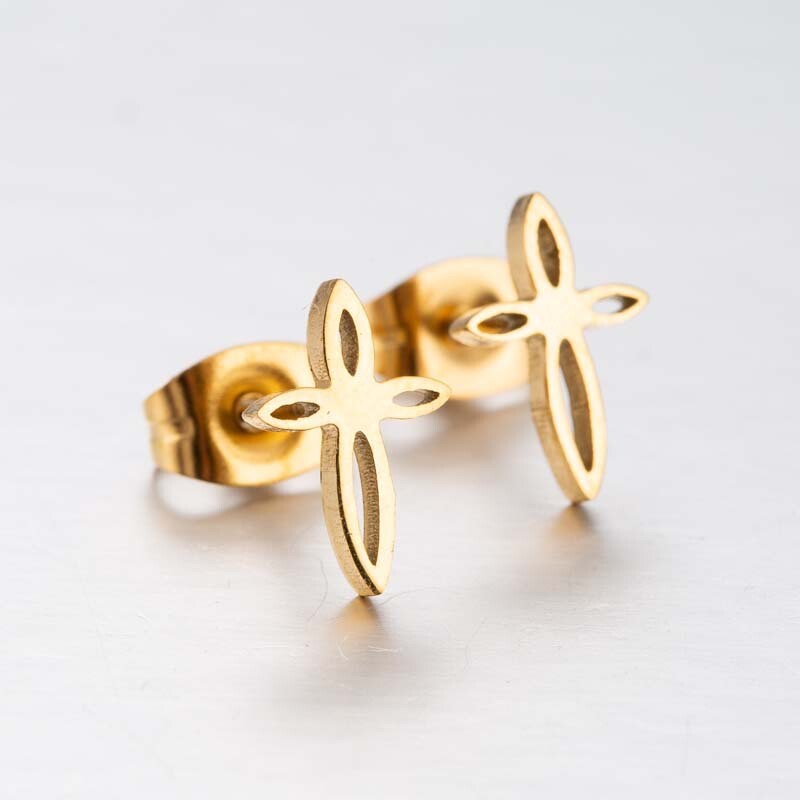 2pairs stainless steel Cross earrings, 4 colors Jewelry Wholesale FJS111-181