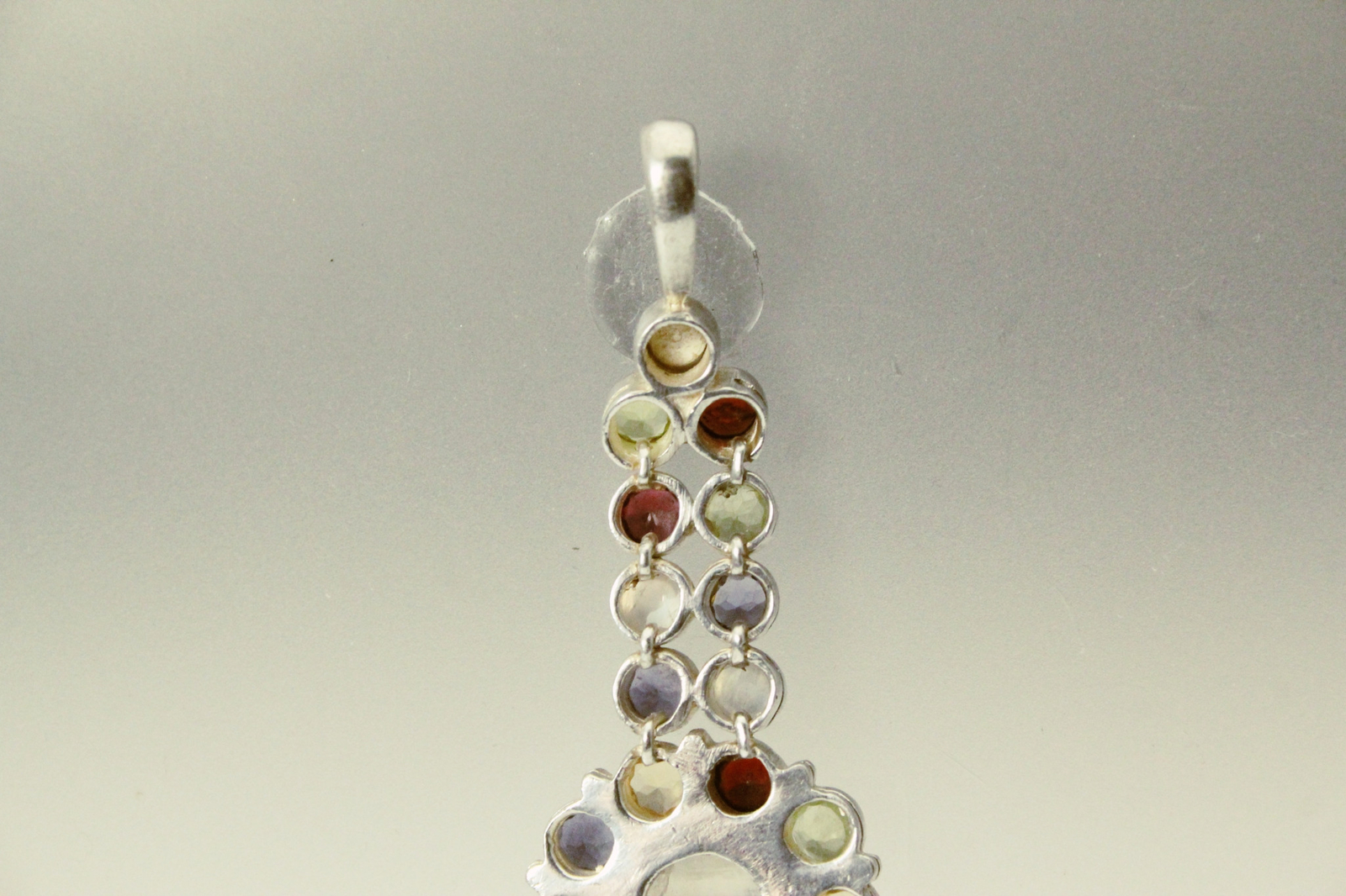 Multi-Gemstone 925 Sterling Silver Long Pendant 13.3 grams (PEN9855)