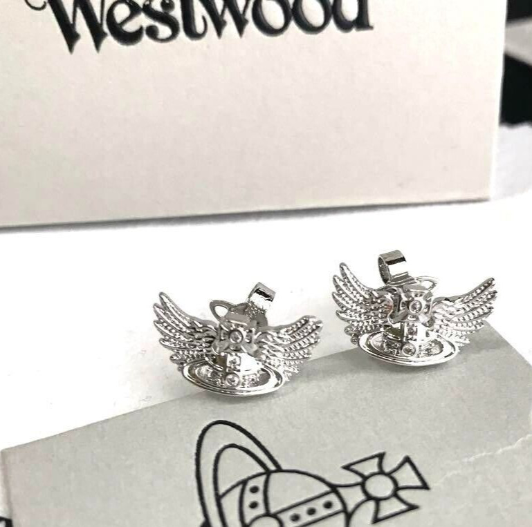 Vivienne Westwood wings Orb Earrings Silver Outlet authentic 1.5cmx0.8cm