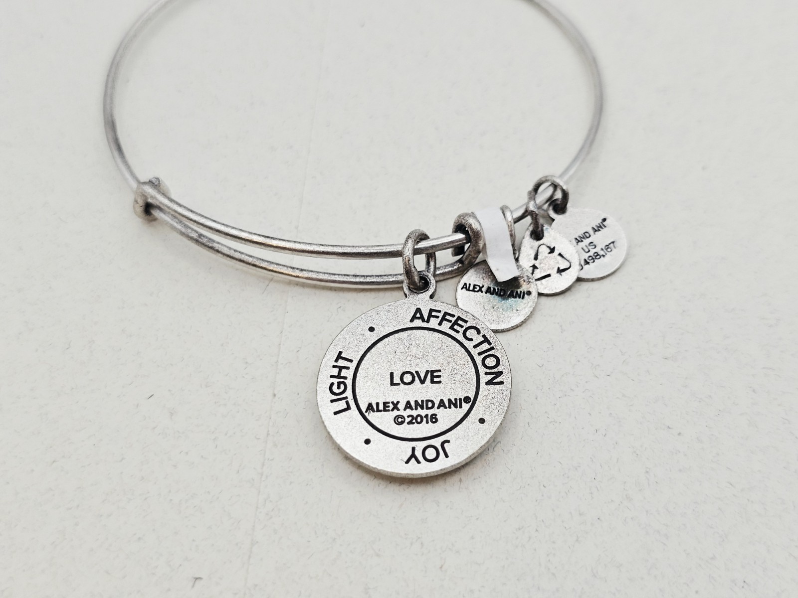 Alex & Ani “Love” & Affection Joy Bracelet Silver Bangle New P-tag