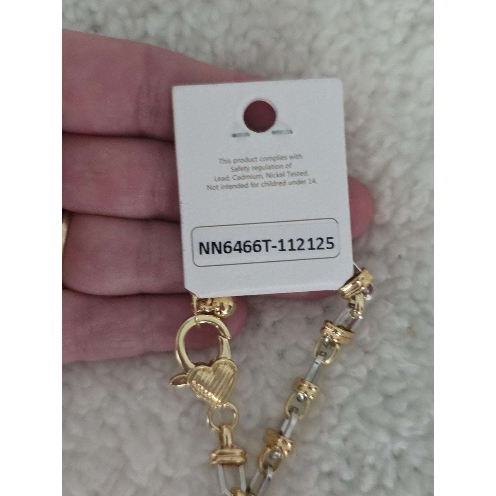 Two Tone Fancy Link Chain Necklace White Gold Dipped Mixed Metals 18″+1 NWT