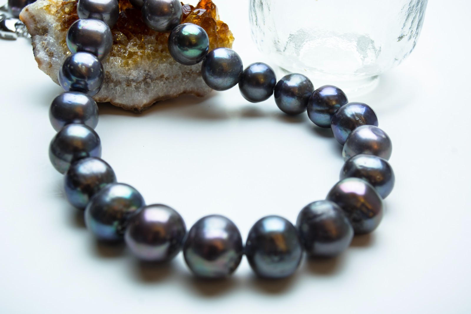 Large 12-14mm Grayish Black Near Round Pearl Necklace 17″ Handmade Beaded Choker